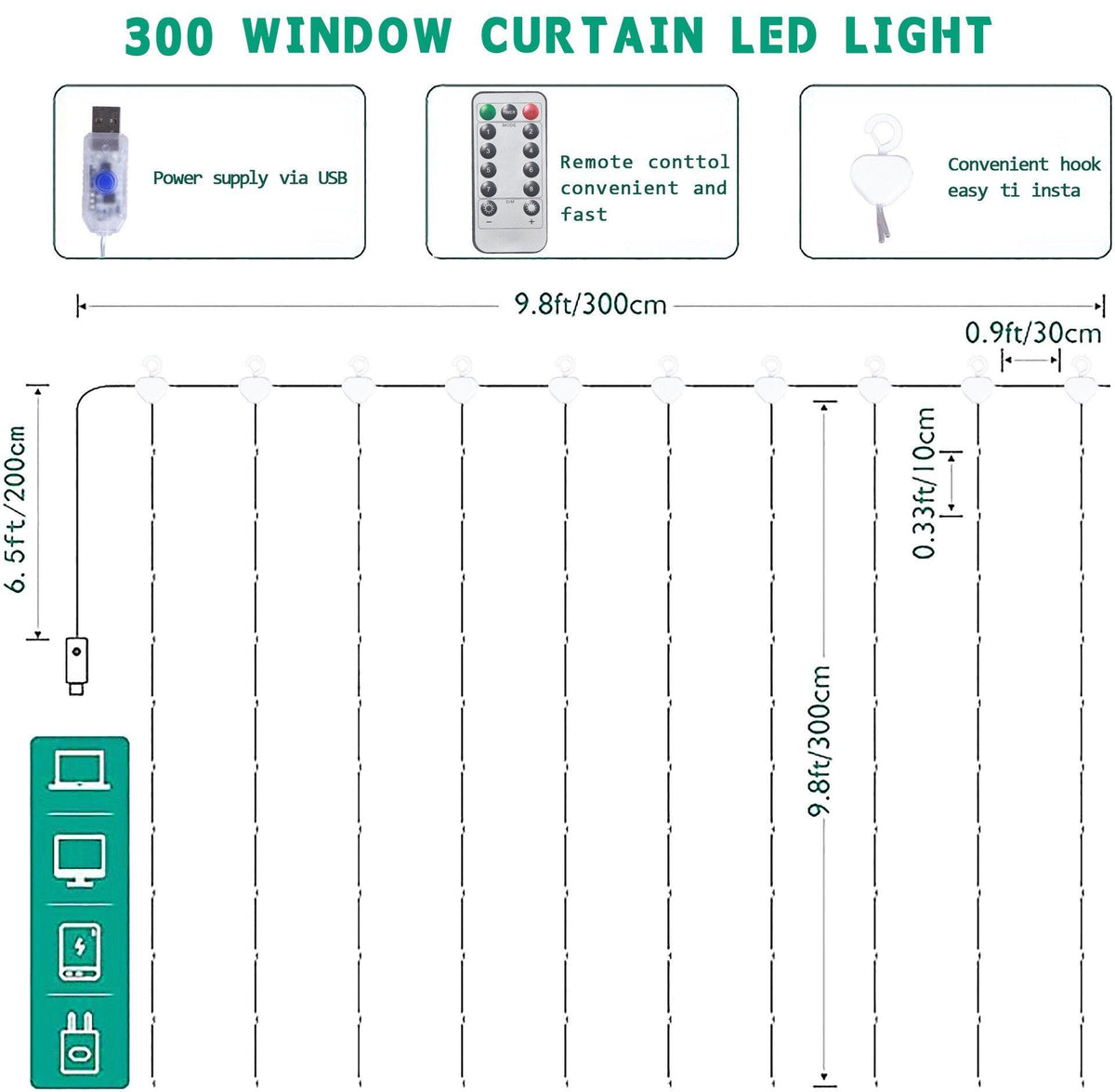 USB LED Curtain Lights